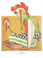 Norman Rockwell print: "THE JESTER" 11x15"  joker clown circus juggler comedian