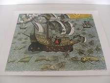 ANCIENNE PLANCHE AFFICHE POSTER PHOTO BATEAU NEF VOYAGE AMERIQUE