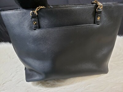 Michael Kors Black Leather w/Gold Chain & Leather Handle Large