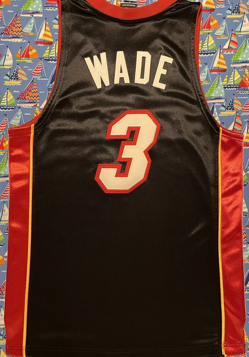 Miami Heat Jersey Mens XL +2 length Dwayne Wade NBA #3 Embroidered Reebok