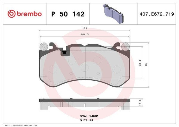 Brembo P 50 142 Bremsbelagsatz, Scheibenbremse FüR MERCEDES-BENZ Puch-image
