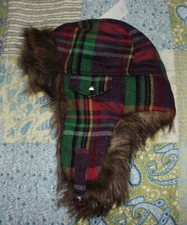NWT Women's Capelli New York Plaid Trapper Hat with Faux Fur