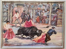 No.:1163 oil painting artwork with frame picture painting oil painting bull people