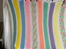 Beautiful hand made Crochet Blanket with bright spring colors approx 62 by 62