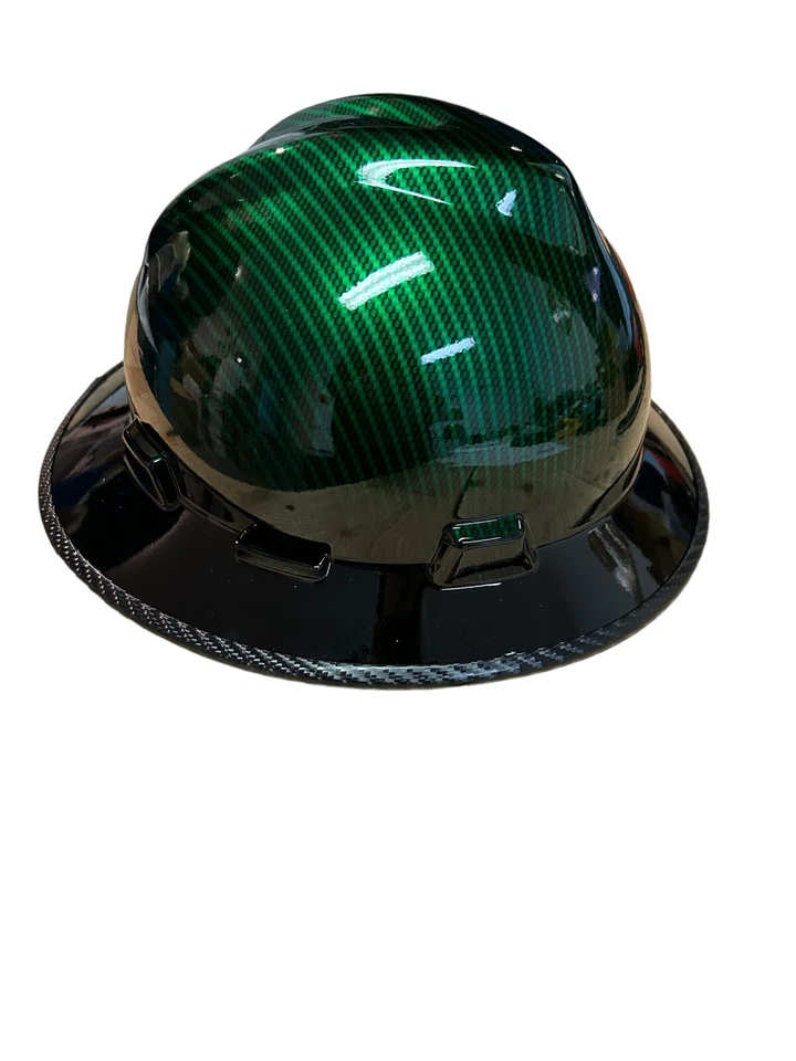 Sombrero duro de ala completa HydroDipped MSA GreenKandy fibra de carbono con borde negro con borde Foto 2 de 4