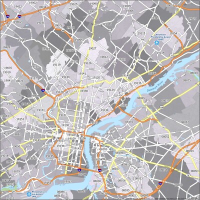 Philadelphia Zip Code Map GLOSSY POSTER PICTURE PHOTO PRINT BANNER 11983