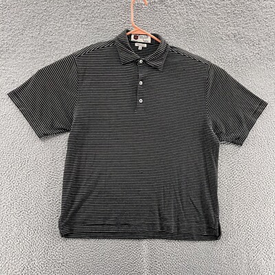 Iliac Shirt Men Medium Black Polo Golf Striped Preppy Casual Fleece Performance
