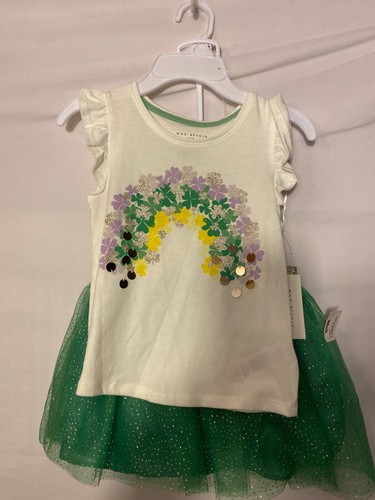 NWT Max Studios Girls Size 5/6 St Patricks Day Skirt Top Outfit HeadBand New