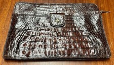 Vintage Dark Brown Crocodile Leather Clutch Bag - Org 750
