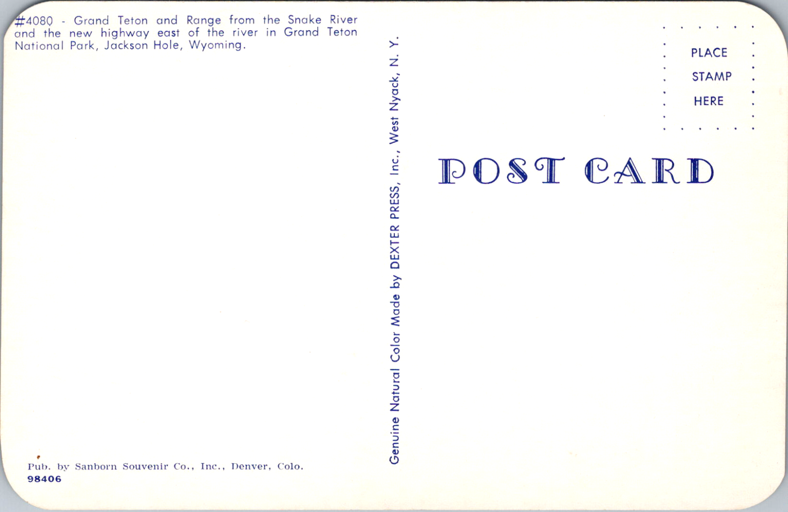 Grand Teton and Range from the Snake River Jackson Hole WY Postcard eBay