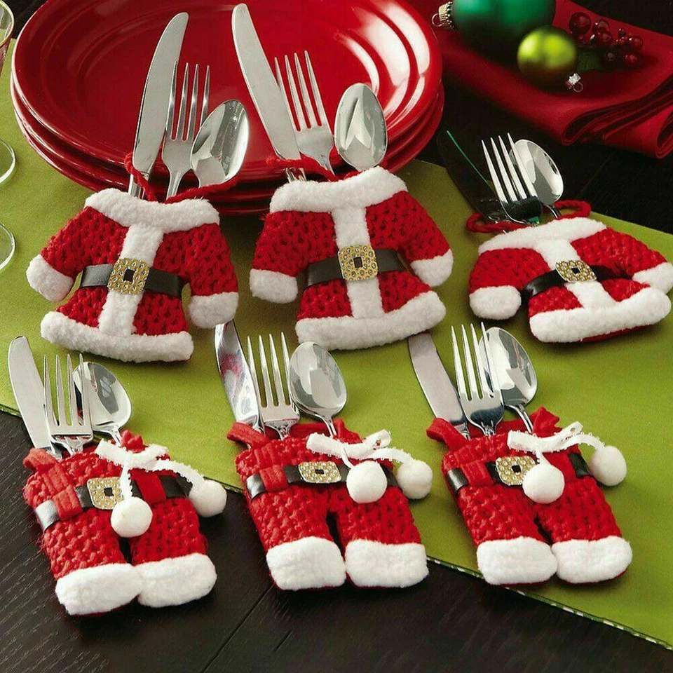 UTEN Christmas Fork Knife Cutlery Holder Bag Home Party Table Dinner Decoration UK