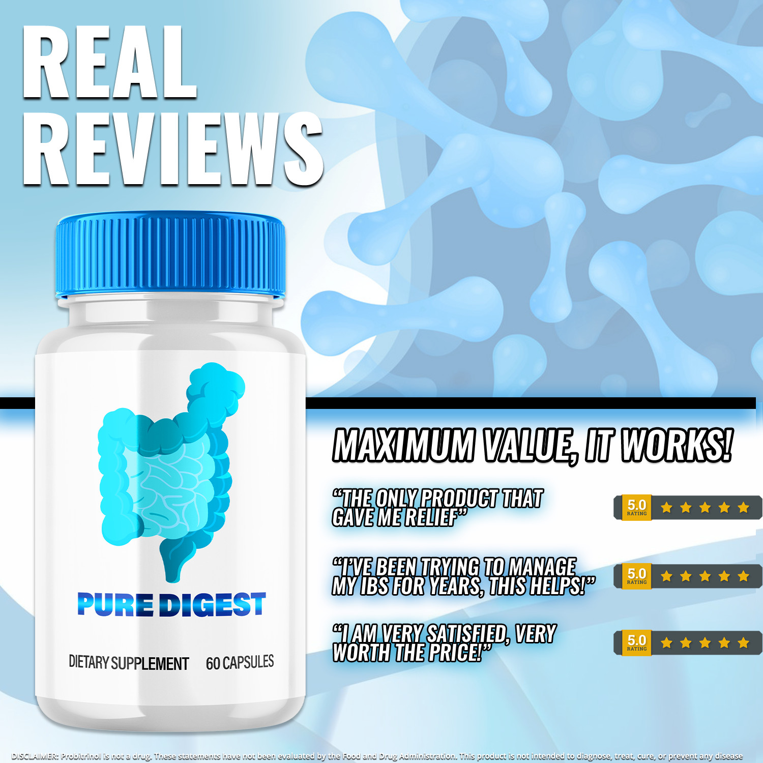 Pure Digest Probiotic Gut Health Formula Enhance Digestive Function 60 Capsules