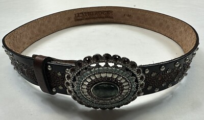 Leatherock Western Stone Jewels Studded Leather Belt Size M Leatherock 7563 Genuine Leather Belt w/ Gemstone Studded  main image 4
