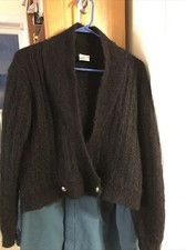 Vintage 80s John Bull Cardigan Sweater M Soft Black Wool Mohair Blend