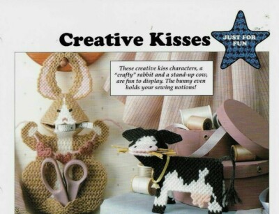 NEW CREATIVE KISSES BUNNY & COW HOME DECOR PLASTIC CANVAS PATTERN INSTRUCTIONS