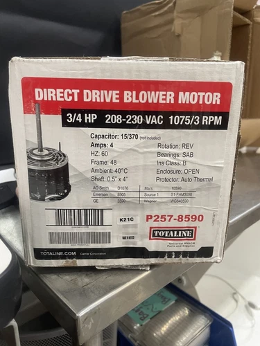 Totaline Direct Drive Blower Motor 3/4 HP 208-230 VAC 1075/3 RPM
