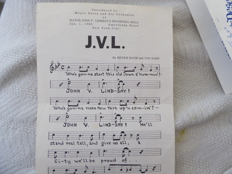Mayor John LIndsay Inaugural BALL 1966 / Signed LIONEL HAMPTON musician