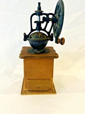 Manual Coffee Grinder Cast Iron Hand Crank Mill Catch Drawer Rustic Farm House