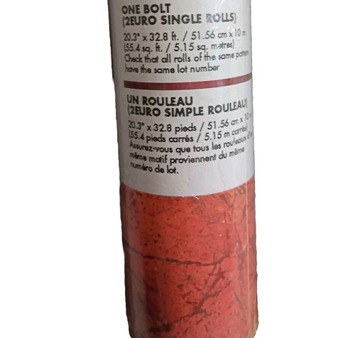 X4 Double Rolls SeaBrook Vinyl Coated Wallpaper Red Crackle 220 SQ FT BB749 NOS - Picture 6 of 7