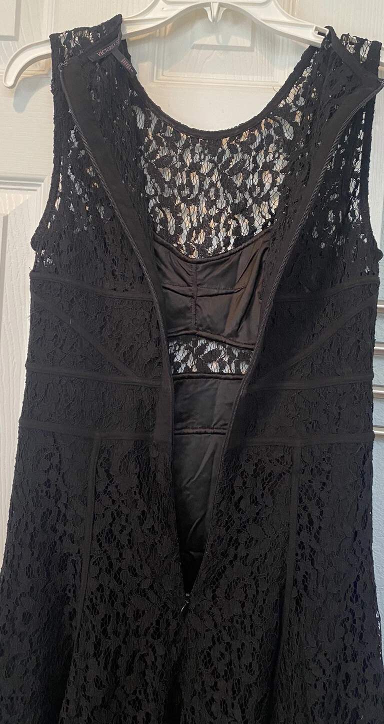 UNDERCOVER Mini abito slip vintage Victoria Secret nero in pizzo taglia 4 bustier trasparente