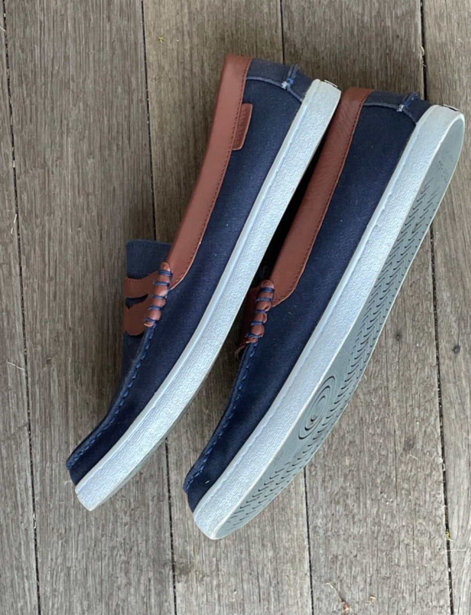 Cole Haan Nantucket Loafer shoes Navy Blue Canvas Leather  display picture 3