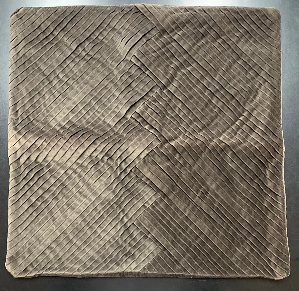 Restauración Hardware Escondido Algodón Terciopelo Chevron Sham Carbón Marrón 22" Cuadrado Foto 3 de 4