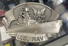 US Navy Belt Buckle, 1981 Bergamot Brass Works, Made in USA