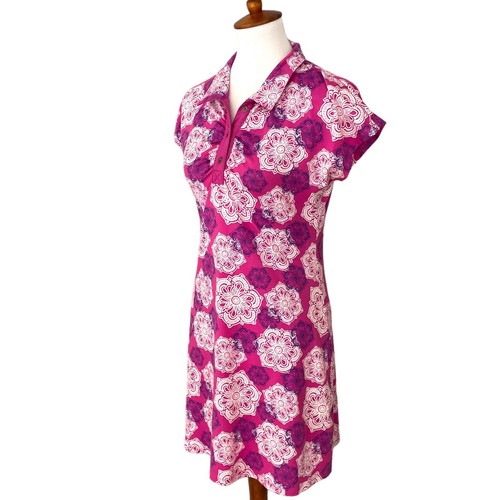 Lola Pink Floral Lightweight Athleisure Summer Shift Dress Small - Picture 4 of 8
