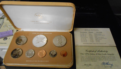 1976 PROOF -COOK ISLANDS PROOF SET - FRANKLIN MINT 8 COIN SET COA