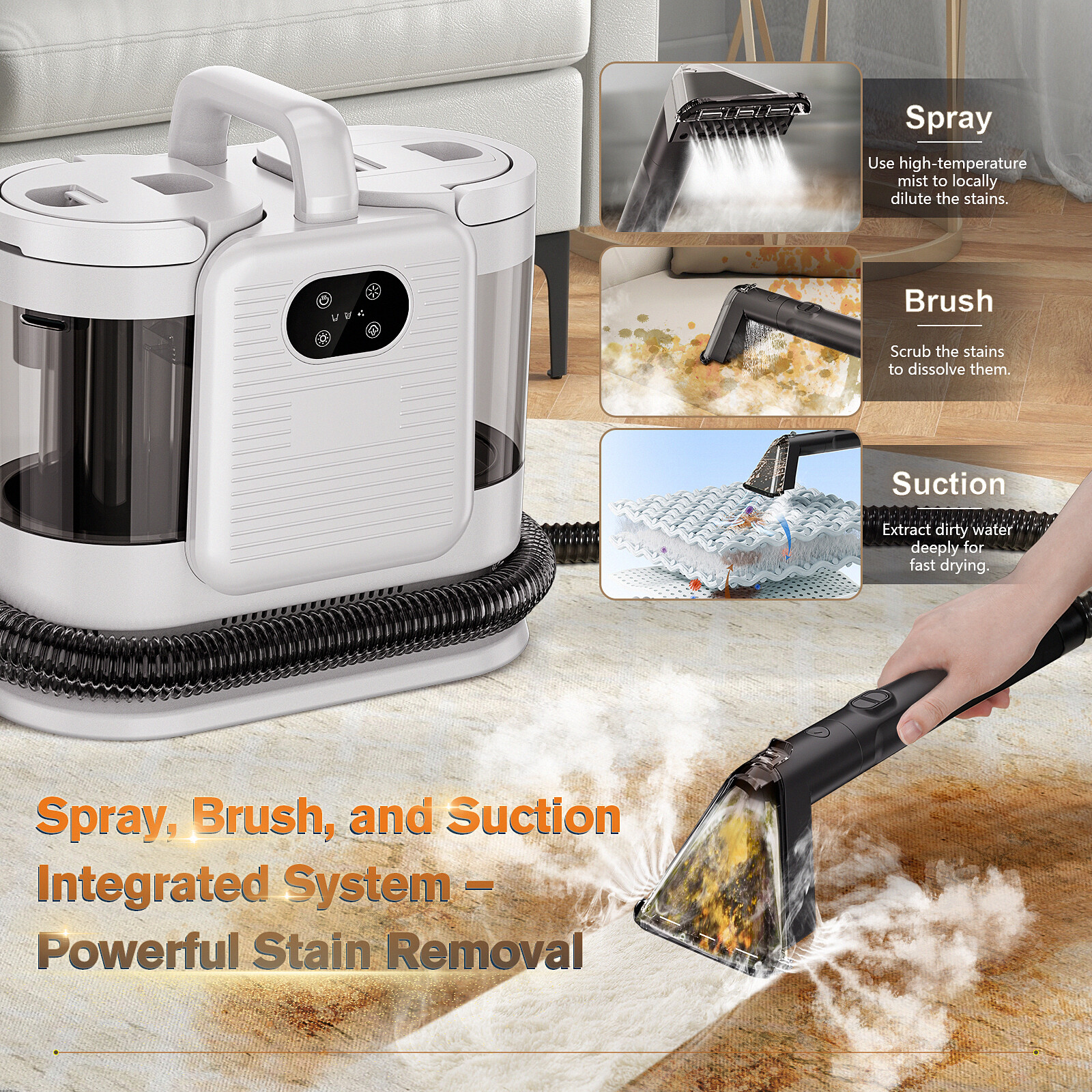 OMESER Steam Portable Carpet and Upholstery Cleaner Deep Couch Cleaner Machine