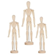 Set Of 3 Wooden Human Figure Models Artists Sketch Drawing Mannequin For Desk