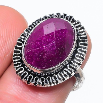 Rubin (simuliert) Edelstein 925 Sterling Silber Schmuck Ring Größe 7 Geschenk A485