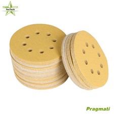 100PCS 100 Grit 5 inch 8 Holes Sanding Disc Hook and Loop Flocking Sandpaper NEW