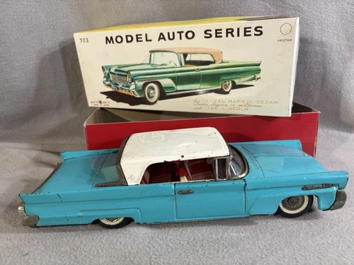 VTG BANDAI 11.5 in. LINCOLN CONTINENTAL MARK III FRICTION TIN SEDAN w/ BOX JAPAN