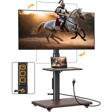 Rolling TV Stand with Power Outlet for 32 to 80 Inch Rolling TV Cart, Screens...