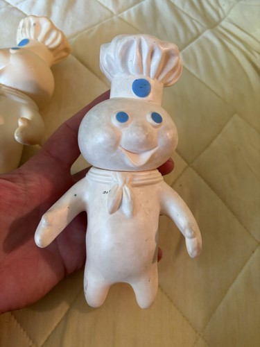 Pair 1971 Pillsbury Doughboy Doll Rubber Figurine 7" ORIGINAL No Res - Picture 10 of 16
