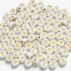 Buchstaben A-Z Mix 200-1000 Perlen Buchstabenperlen Alphabet Weiß Gold Rund 7mm