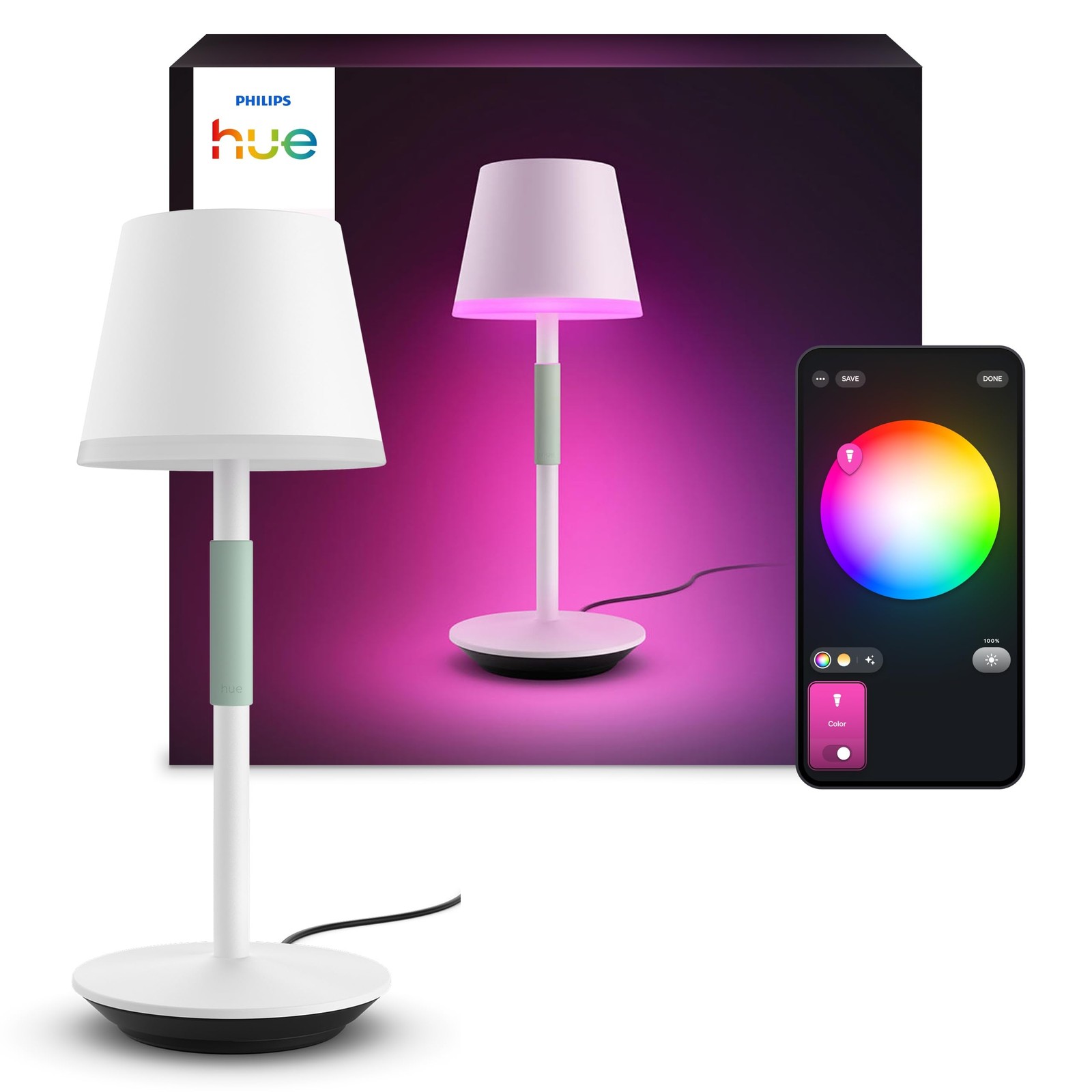 Lampe à poser portable Hue Go Portable pour éclairer les pièces sans prise