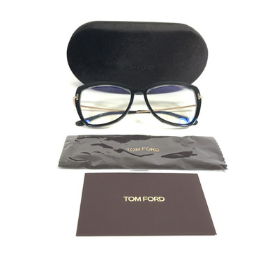 Tom Ford Eyeglasses Frames TF5882-B 005 Black Gold Tortoise Butterfly 55-15-135