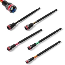 Impact Nut Driver Set, 5 Pieces 6”Long 1/4”5/16”3/8”7/16”1/2”6 Point Alloy St...