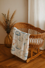 Watercolor Clouds Hearts Moon Nursery Minky Blanket  Baby Shower, Cozy