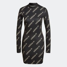 adidas Originals Monogram Dress Women's Long Sleeve Black White HM4892