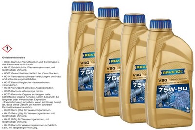 4x 1 L RAVENOL Getriebeöl VSG SAE 75W-90 für VW G052911A2 VW G052539A2 MB 235.8