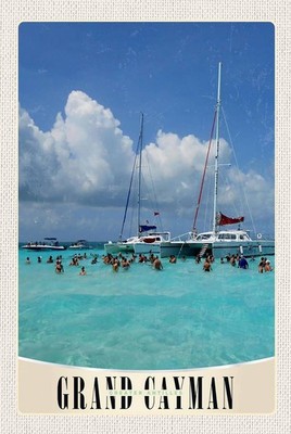 Holzschild 18x12 cm Grand Cayman Insel Amerika Yacht Bildmotiv Reisemotiv Abente