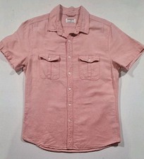 Express Button Up Shirt Men's Size M Light Red Short Sleeve Front Pockets