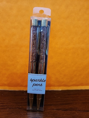 Sparkle Pens, Eccolo, Set of 2 Glitter Pens. Black Ink, New