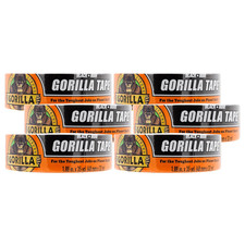 Gorilla Duct Tape Black 1.88" x 35yd 6 Pack, Heavy Duty, Weather Resistant