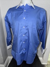 Men s Donald J. Trump 16-1/2 32/33 White Collar Blue Long Sleeve French Cuffs