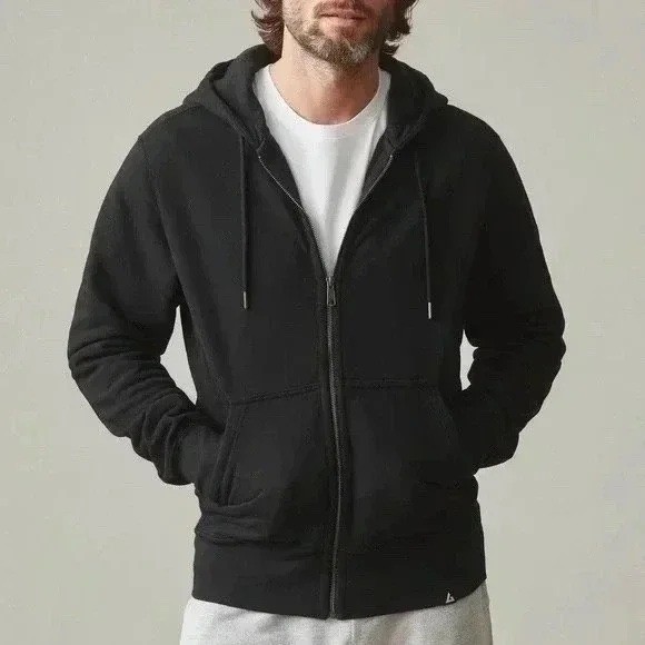 American Giant Full Zip Hoodie Black Mens Medium Cotton Made in USA