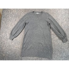 Marled Reunited Clothing Gray Balloon Sleeve Sweater Dress XS Mini Crew Neck